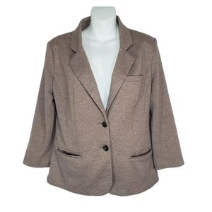 Anthropologie Cartonnier Beige Button Front Knit Classic Blazer Size Large